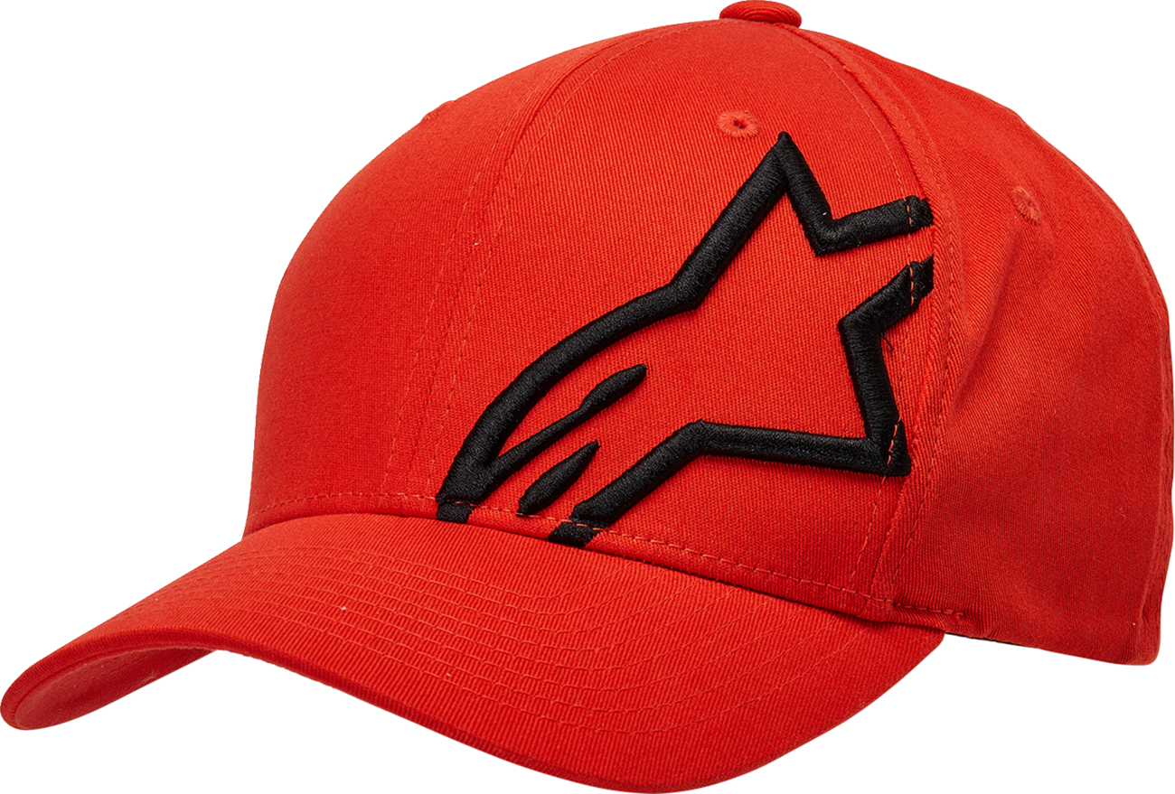 Alpinestars Corp Shift 2 hat in warm red and black, small/medium size, stylish baseball cap with logo details.