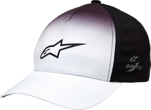 Black Alpinestars Faded Tech Hat featuring a sleek design, one size fits all, with subtle branding details.