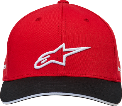 Alpinestars Rostrum hat in red and black, one size, featuring logo branding, displayed on a plain background.