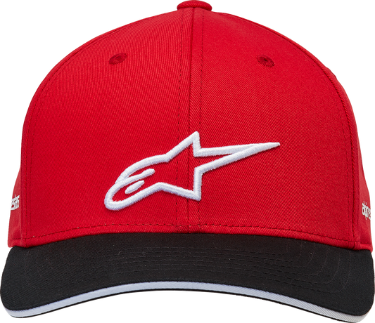 Alpinestars Rostrum hat in red and black, one size, featuring logo branding, displayed on a plain background.