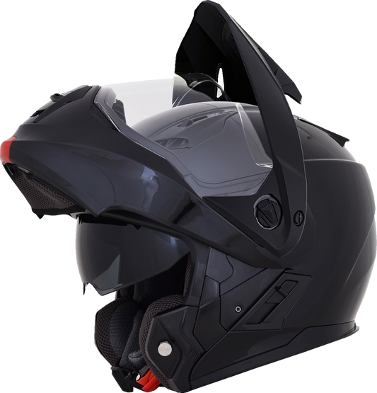 Bill's Exhausts AFX FX-111DS helmet in gloss black, medium size, with a sleek design and secure strap.