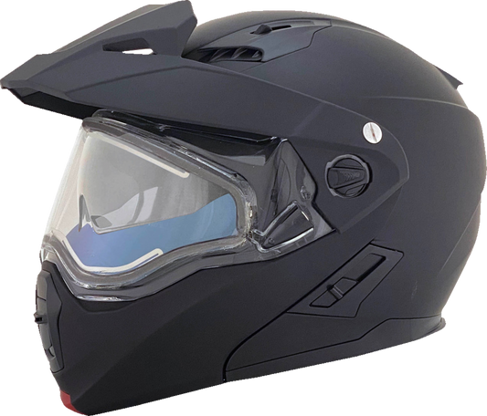 A matte black electric snow helmet from AFX FX-111DS, designed for cold weather riding, shown in XS size with a sleek helmet shape.