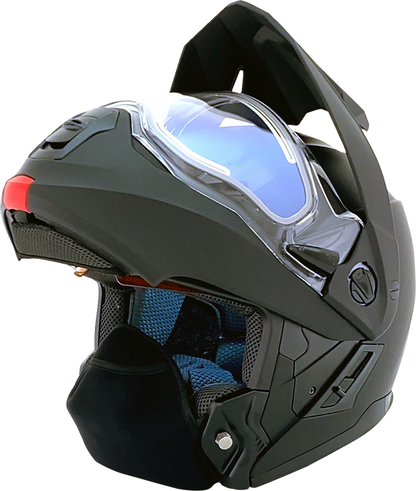 Matte black AFX FX-111DS electric snow helmet by Bill's Exhausts in XS size, featuring a sleek design and secure fit.