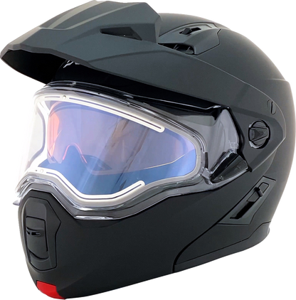 Bill's Exhausts AFX FX-111DS electric snow helmet in matte black, XS size, with a sleek design and clear visor.