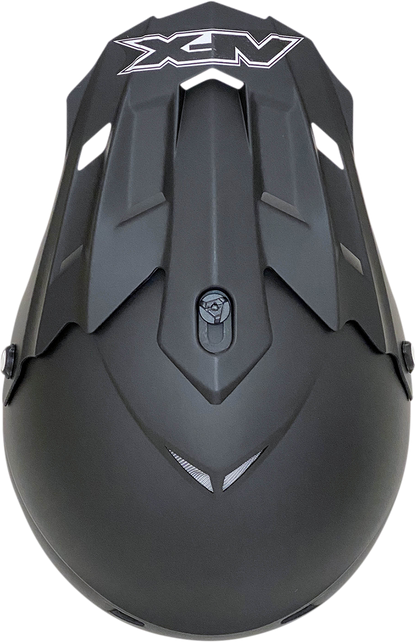 Bill's Exhausts AFX FX-17/FX-17Y Peak helmet in flat black, showcasing a sleek motorcycle helmet design.