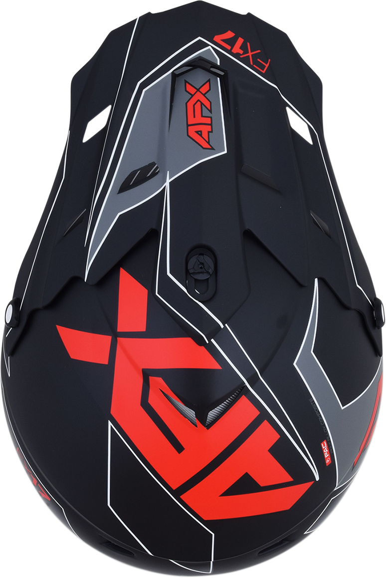 Bill's Exhausts AFX FX-17 helmet in matte black and red, large size, showcasing sleek motorcycle helmet design.