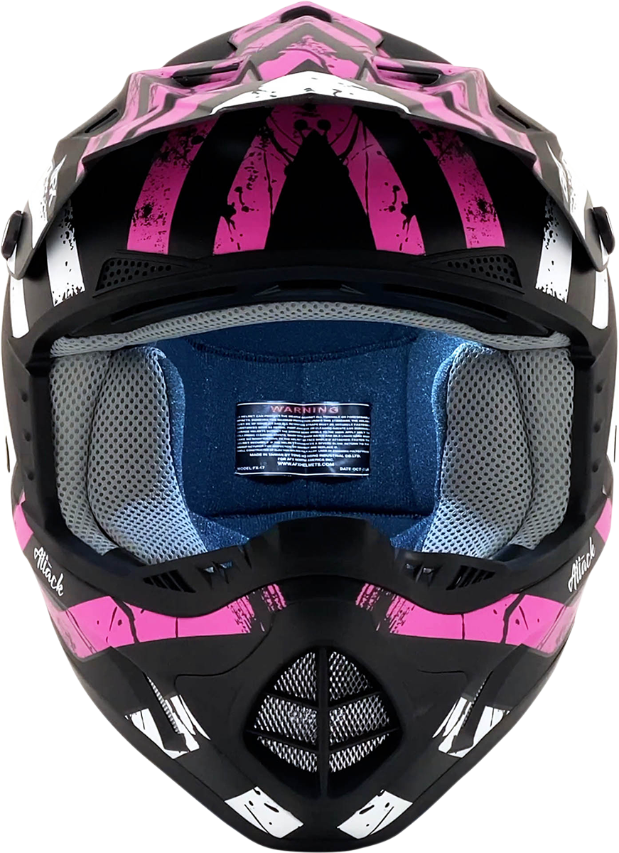 Bill's Exhausts AFX FX-17 helmet in matte black and fuchsia, attack design, 2XL size, motorcycle helmet with bold graphics