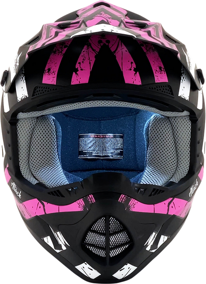 Bill's Exhausts AFX FX-17 helmet in matte black and fuchsia, attack design, 2XL size, motorcycle helmet with bold graphics