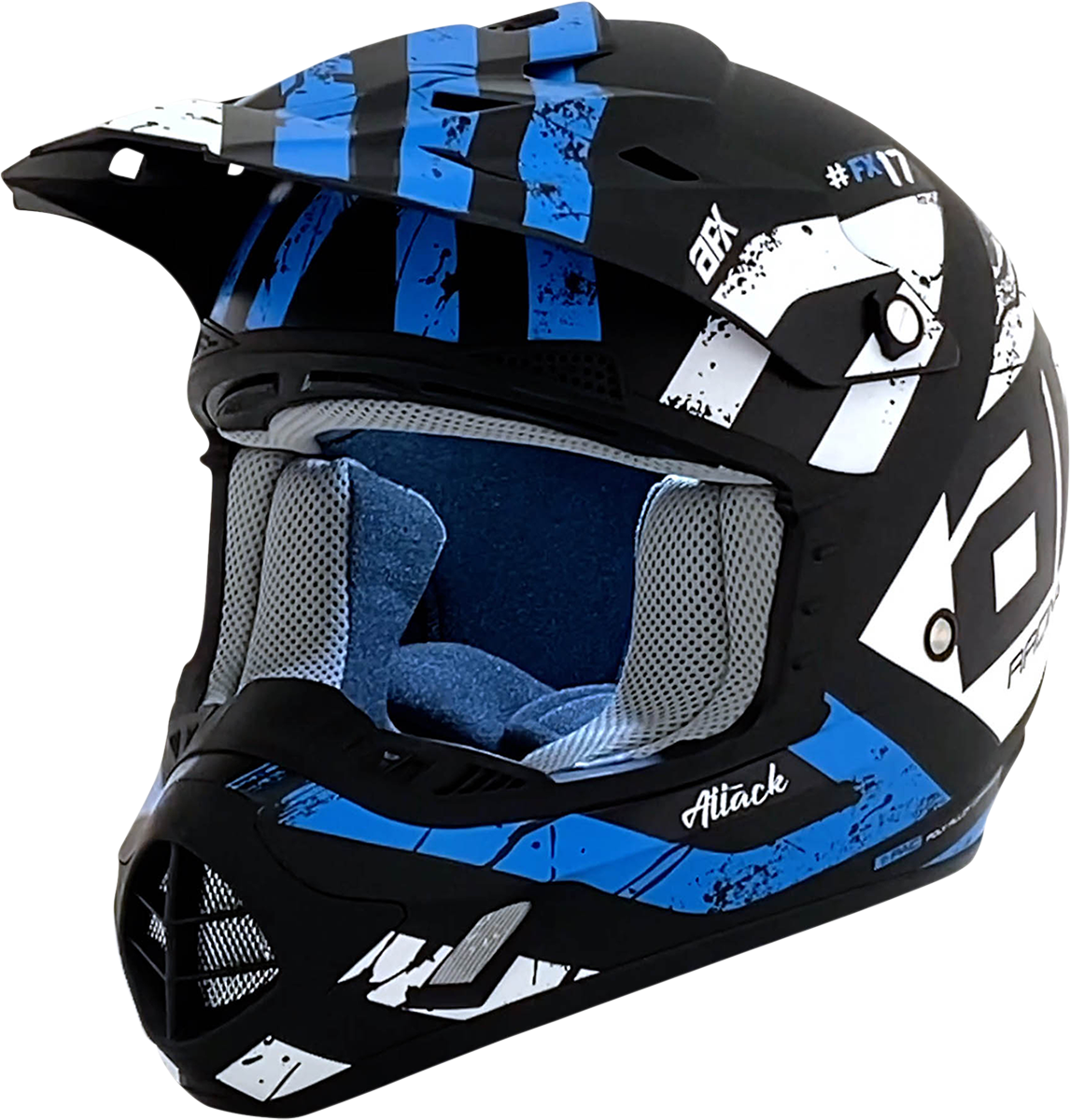 Bill's Exhausts AFX FX-17 Helmet Attack matte blue and black in 2XL size, featuring a sleek motorcycle helmet design.