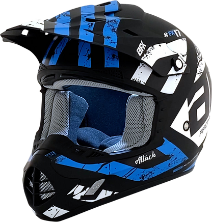 Bill's Exhausts AFX FX-17 Helmet Attack matte blue and black in 2XL size, featuring a sleek motorcycle helmet design.