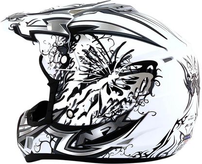 Matte white AFX FX-17 Butterfly helmet in medium size, featuring sleek design and safety features, by Bill's Exhausts.