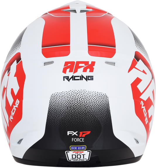Bill's Exhausts AFX FX-17 Helmet in Force Pearl White and Red, medium size, with sleek aerodynamic design.