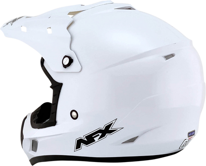 White AFX FX-17 helmet in 4XL size, featuring aerodynamic design and secure strap, from Bill's Exhausts.