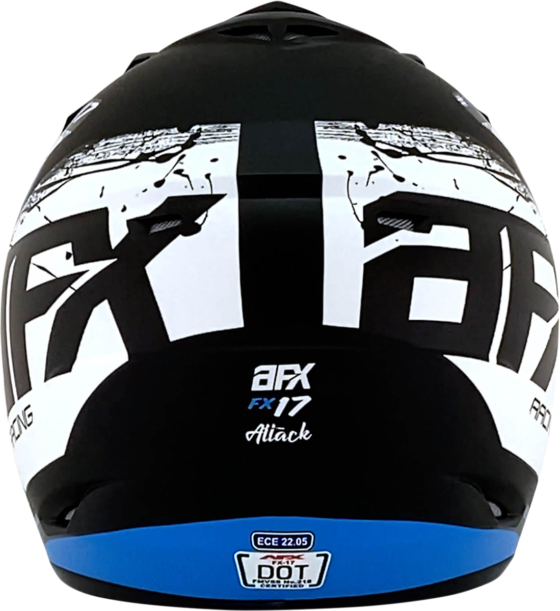 Bill's Exhausts AFX FX-17Y Attack helmet in matte black and blue, small size, with a secure chin strap and aerodynamic design.