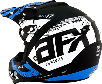 Bill's Exhausts AFX FX-17Y Attack helmet in matte black and blue, small size, with sleek aerodynamic design and ventilation vents.