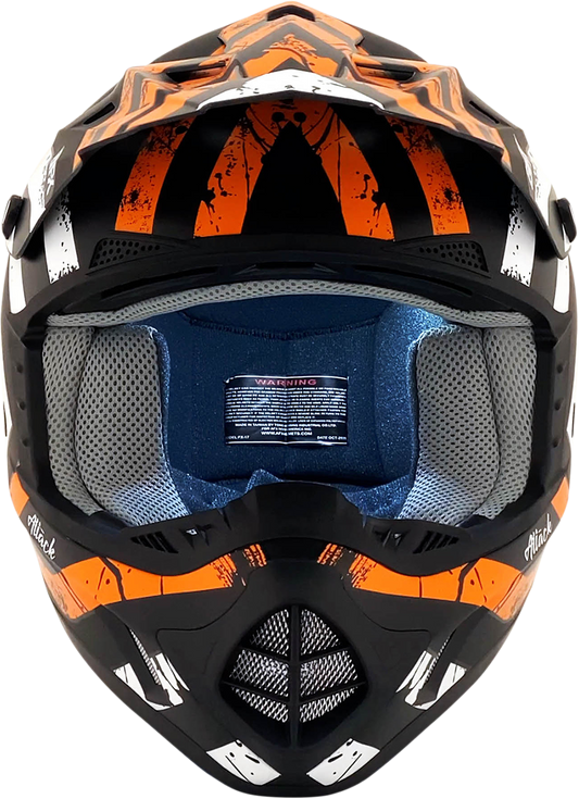 AFX FX-17Y Attack helmet in matte black and orange, medium size, featuring a sleek design and safety visor.