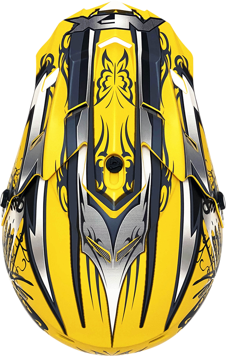 Large matte yellow AFX FX-17Y Butterfly helmet with black details, designed for motorcycle riders.
