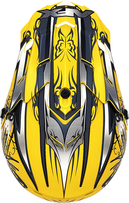 Large matte yellow AFX FX-17Y Butterfly helmet with black details, designed for motorcycle riders.