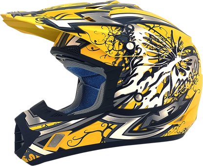 Matte yellow AFX FX-17Y Butterfly helmet in medium size, featuring aerodynamic design and safety features.