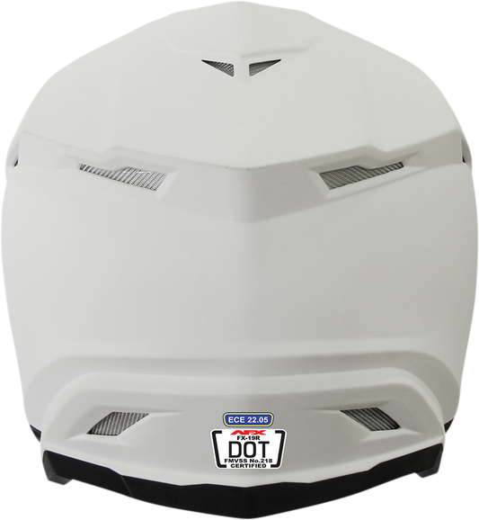 AFX FX-19R helmet in matte white, XL size, featuring a sleek design and adjustable straps for motorcycle riding safety.
