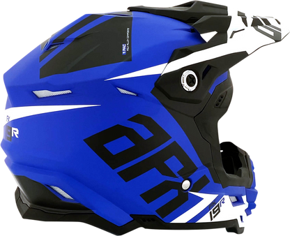 Bill's Exhausts AFX FX-19R racing helmet in matte blue, large size, with aerodynamic design and racing safety features.