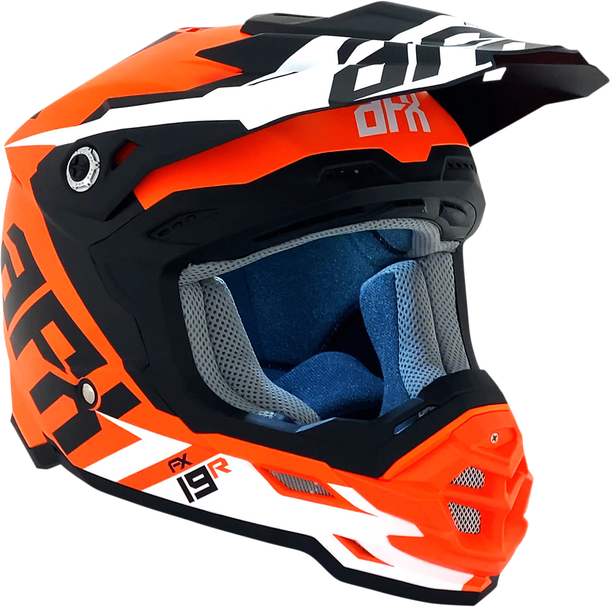 Bill's Exhausts AFX FX-19R racing helmet in matte orange, large size, with sleek design and secure fit for motorsport racing.