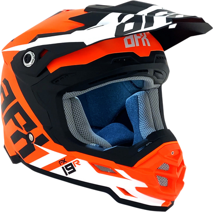 Bill's Exhausts AFX FX-19R racing helmet in matte orange, large size, with sleek design and secure fit for motorsport racing.