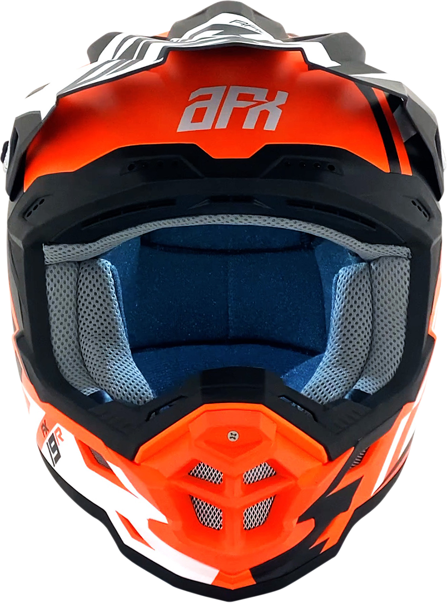 Bill's Exhausts AFX FX-19R racing helmet in matte orange, large size, with aerodynamic design and racing helmet features.