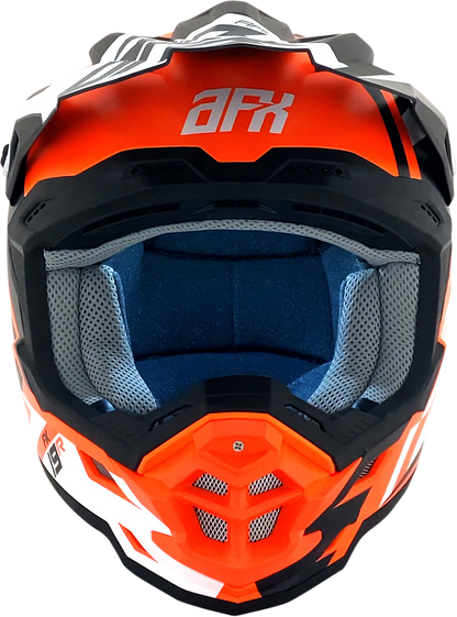 Bill's Exhausts AFX FX-19R racing helmet in matte orange, large size, with aerodynamic design and racing helmet features.