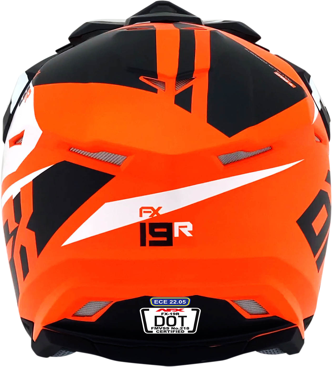 Bill's Exhausts AFX FX-19R racing helmet in matte orange, large size, with aerodynamic design and secure chin strap.