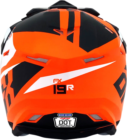 Bill's Exhausts AFX FX-19R racing helmet in matte orange, large size, with aerodynamic design and secure chin strap.