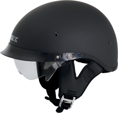 AFX FX-200 helmet in matte black, size XS, by Bill's Exhausts, shown with a sleek, aerodynamic design and matte black finish.