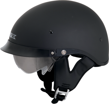 AFX FX-200 helmet in matte black, XS size, designed for motorcycle riders, featuring a sleek, aerodynamic helmet shape.