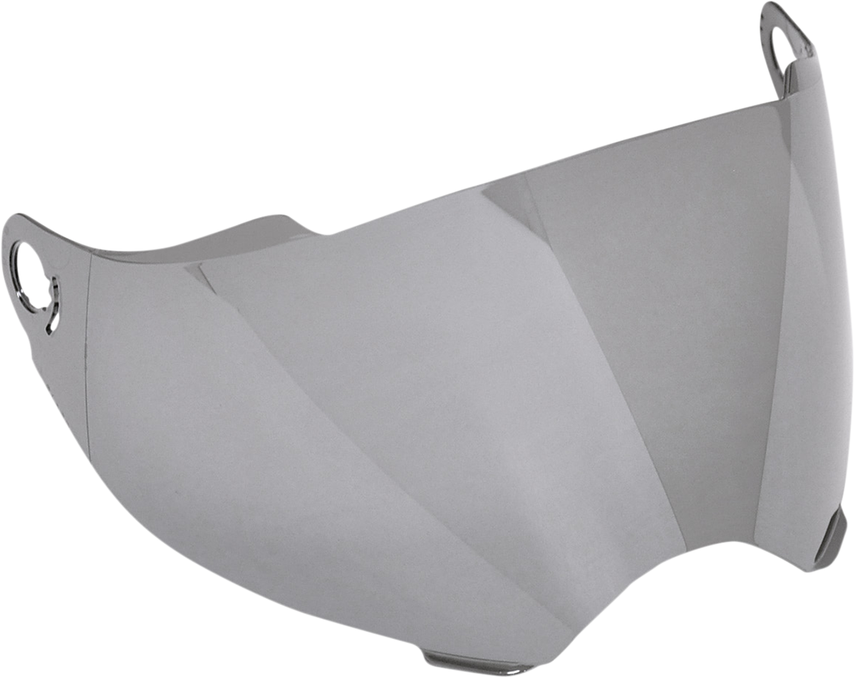 Silver mirror outer shield for AFX FX-39DS/2 helmet by Bill's Exhausts, showing reflective surface and helmet attachment area
