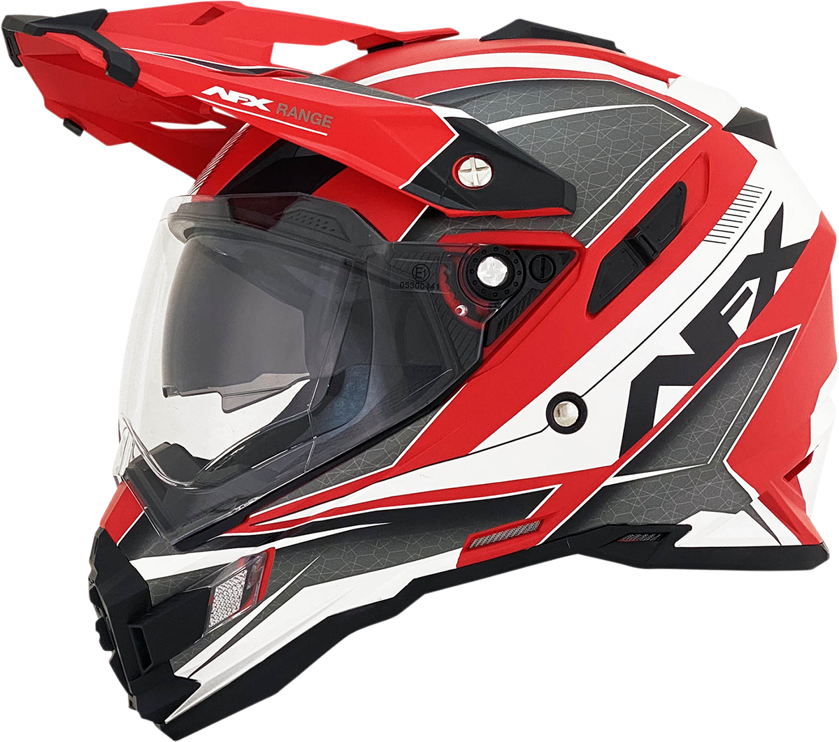 Bill's Exhausts AFX FX-41 Helmet in matte red, XL size, with sleek design and range graphics for motorcycle riding comfort.