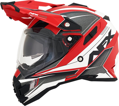 Bill's Exhausts AFX FX-41 Helmet in matte red, XL size, with sleek design and range graphics for motorcycle riding comfort.