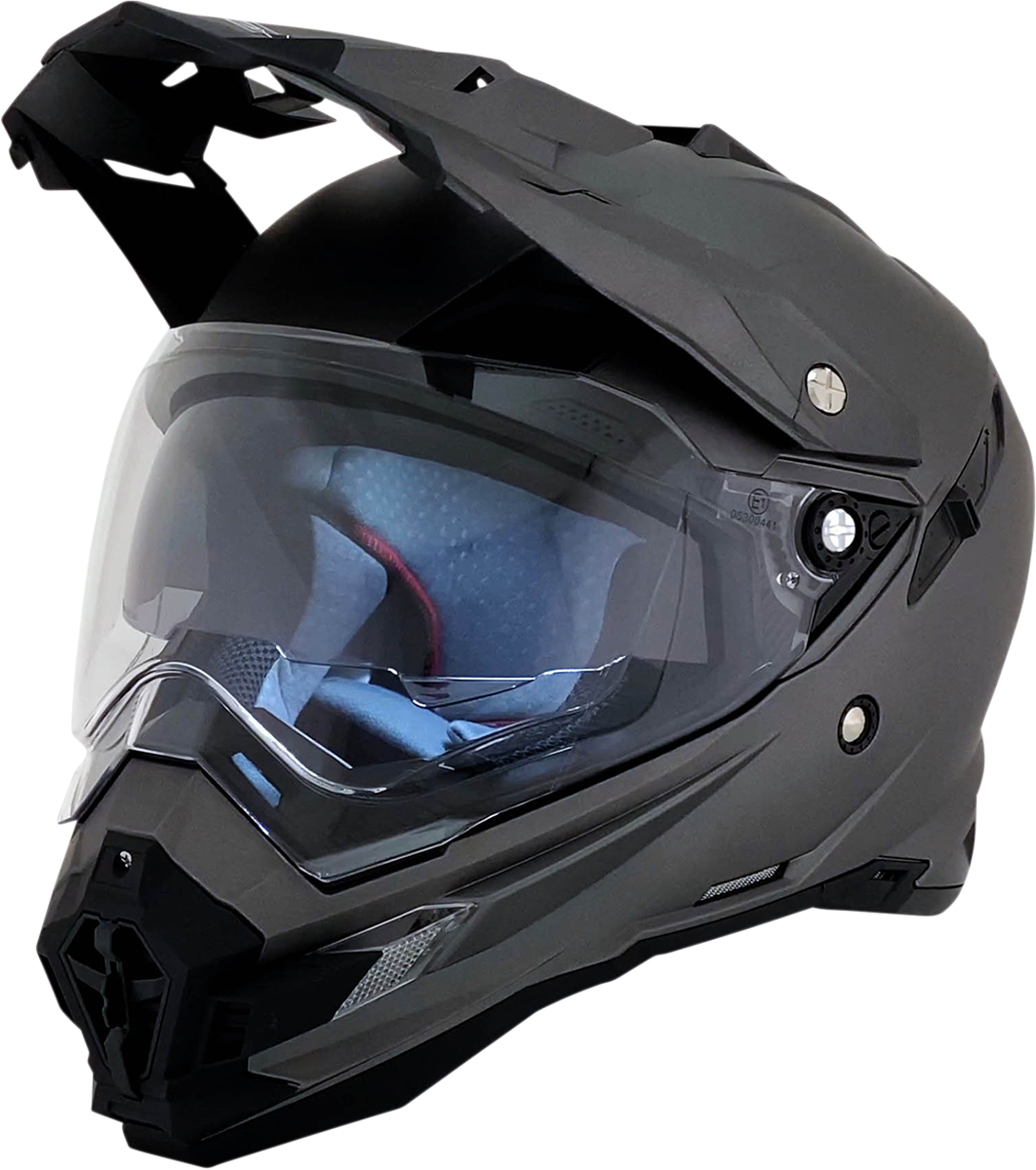 AFX FX-41DS Frost Gray motorcycle helmet in large size, with clear visor and aerodynamic design, by Bill's Exhausts.