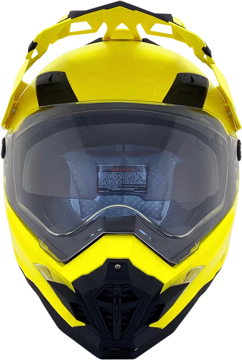 Bill's Exhausts AFX FX-41DS helmet in high-visibility yellow, XL size, featuring a durable, safety-focused motorcycle helmet design.