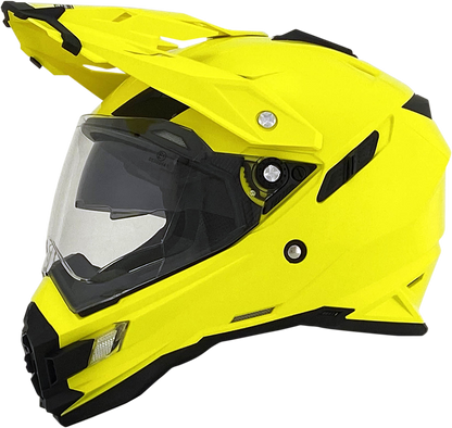 Bill's Exhausts AFX FX-41DS helmet in hi-vis yellow, XL size, with a sleek motorcycle helmet design and reflective safety features.