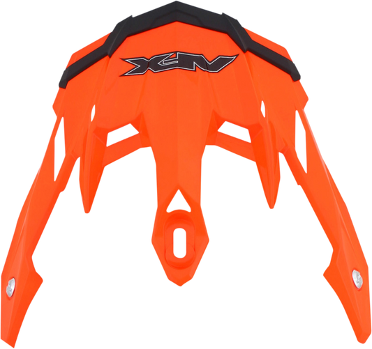 Bill's Exhausts AFX FX-41DS Peak helmet in safety orange with black ventilation and clear face shield, designed for motorcycle riding safety.