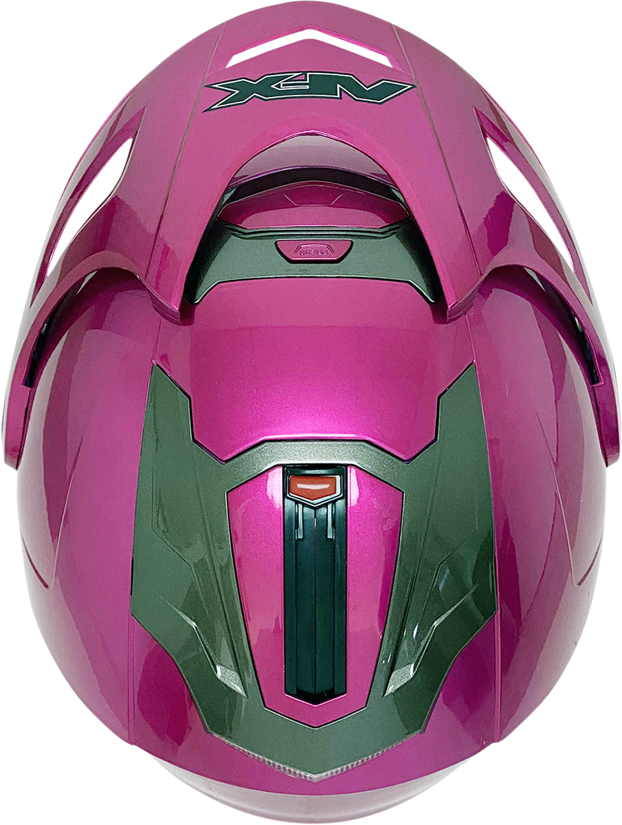 Bill's Exhausts AFX FX-50 helmet in fuchsia, XS size, with aerodynamic design and secure strap, shown from front view.