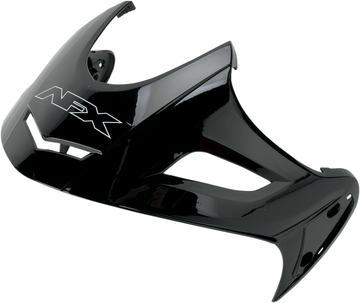 Bill's Exhausts AFX FX-50 Peak helmet in glossy black, showcasing sleek design and safety features.