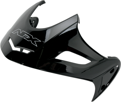 Bill's Exhausts AFX FX-50 Peak helmet in glossy black, showcasing sleek design and safety features.