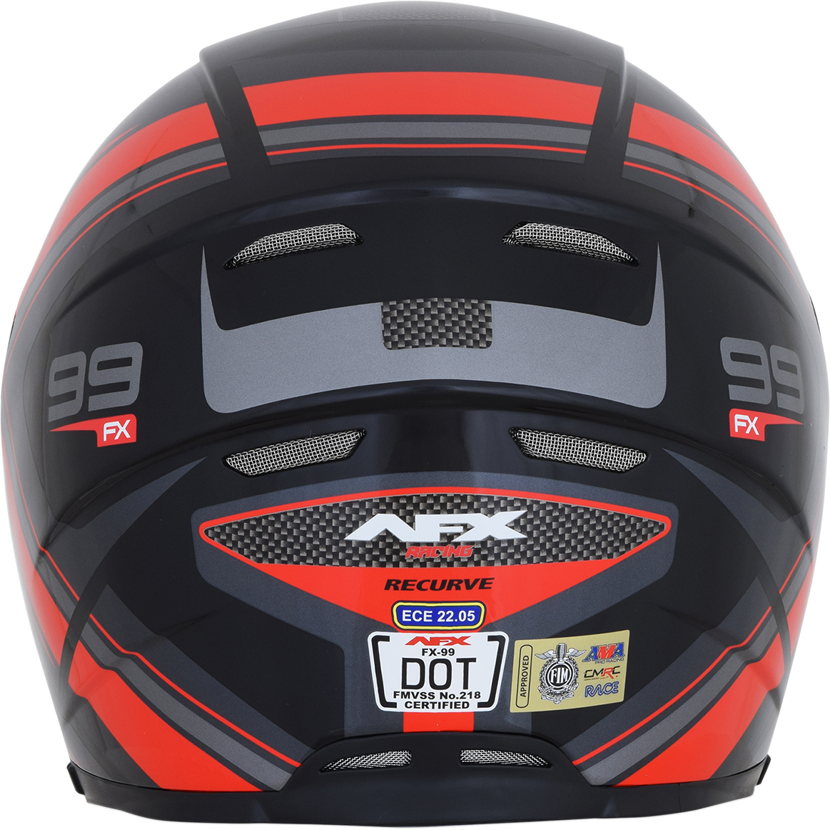 Black and red AFX FX-99 Recurve helmet in XL size, featuring a sleek aerodynamic design and ventilation slots.