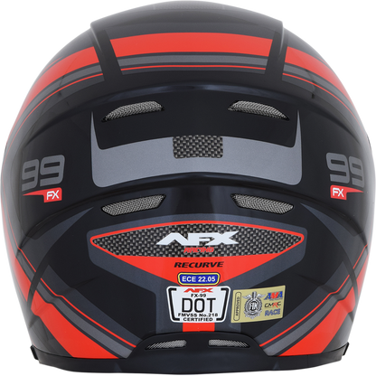 Black and red AFX FX-99 Recurve helmet in XL size, featuring a sleek aerodynamic design and ventilation slots.