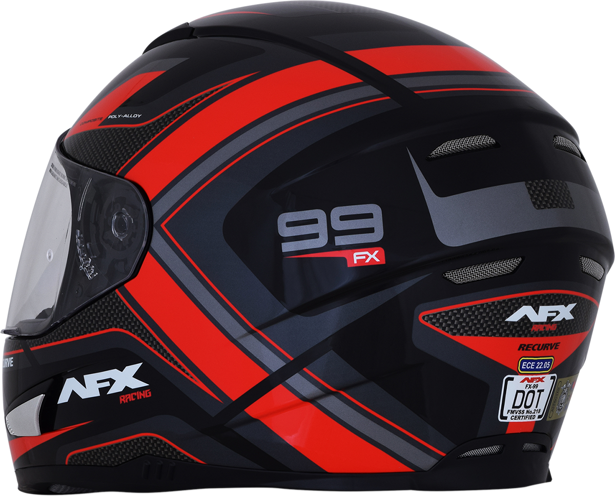 Black and red AFX FX-99 recurve helmet in XL size, featuring a sleek design and full face protection from Bill's Exhausts.