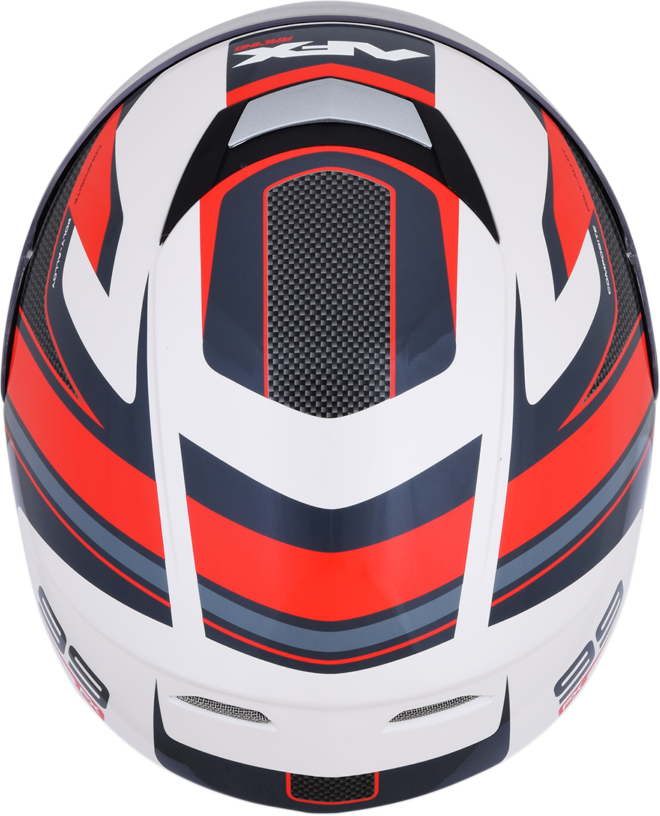 Bill's Exhausts AFX FX-99 Recurve helmet in pearl white and red, 2XL size, with aerodynamic design and secure fit.