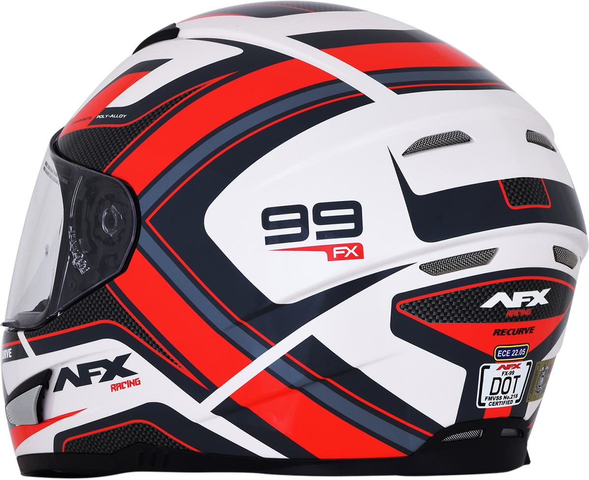 Bill's Exhausts AFX FX-99 Recurve helmet in pearl white and red, 2XL size, featuring a sleek aerodynamic design.