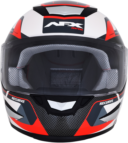 Bill's Exhausts AFX FX-99 helmet Recurve style in pearl white and red, 2XL size, protective motorcycle helmet with sleek design.