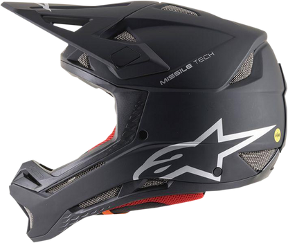 Alpinestars Missile Tech helmet with MIPS in matte black, XS size, featuring aerodynamic design and secure chin strap.